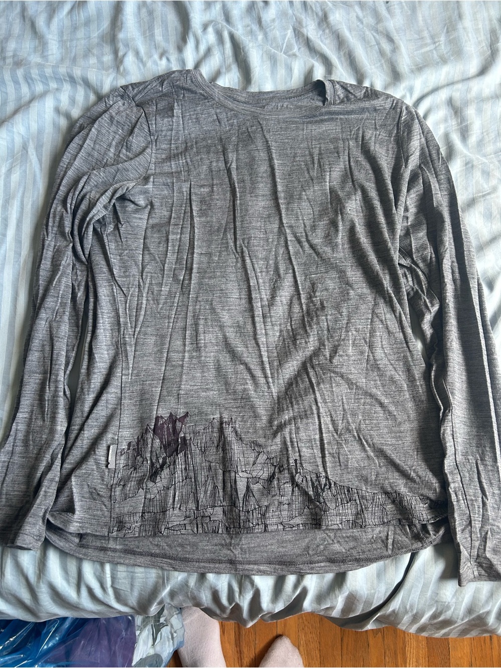 Women’s Long-Sleeve Gray Graphic Crewneck Shirt